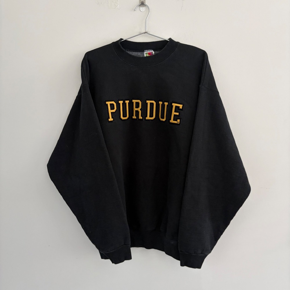 Vintage Fruit of the Loom Purdue University Sweatshirt Black XL Collegiate